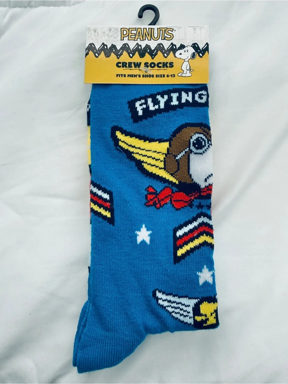 Peanuts Blue Snoopy Flying Crew Socks - Men's
